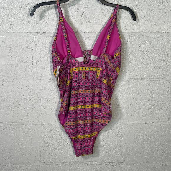 Jessica Simpson Shine Bright Lace Front 1 Piece Swimsuit Tulip Multi Medium - Picture 6 of 12